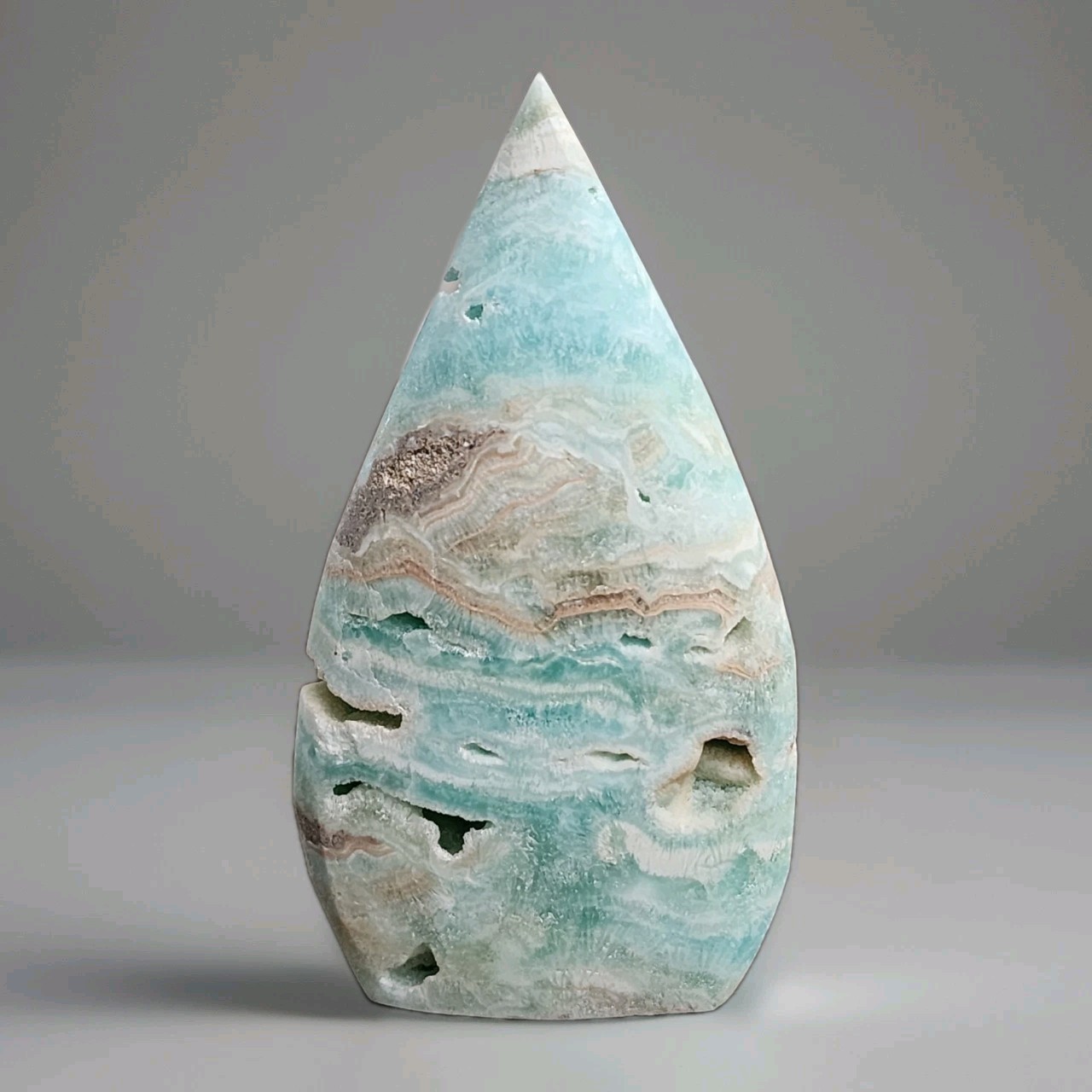 Large Polished Hemimorphite Teardrop Freeform Ornament – USA