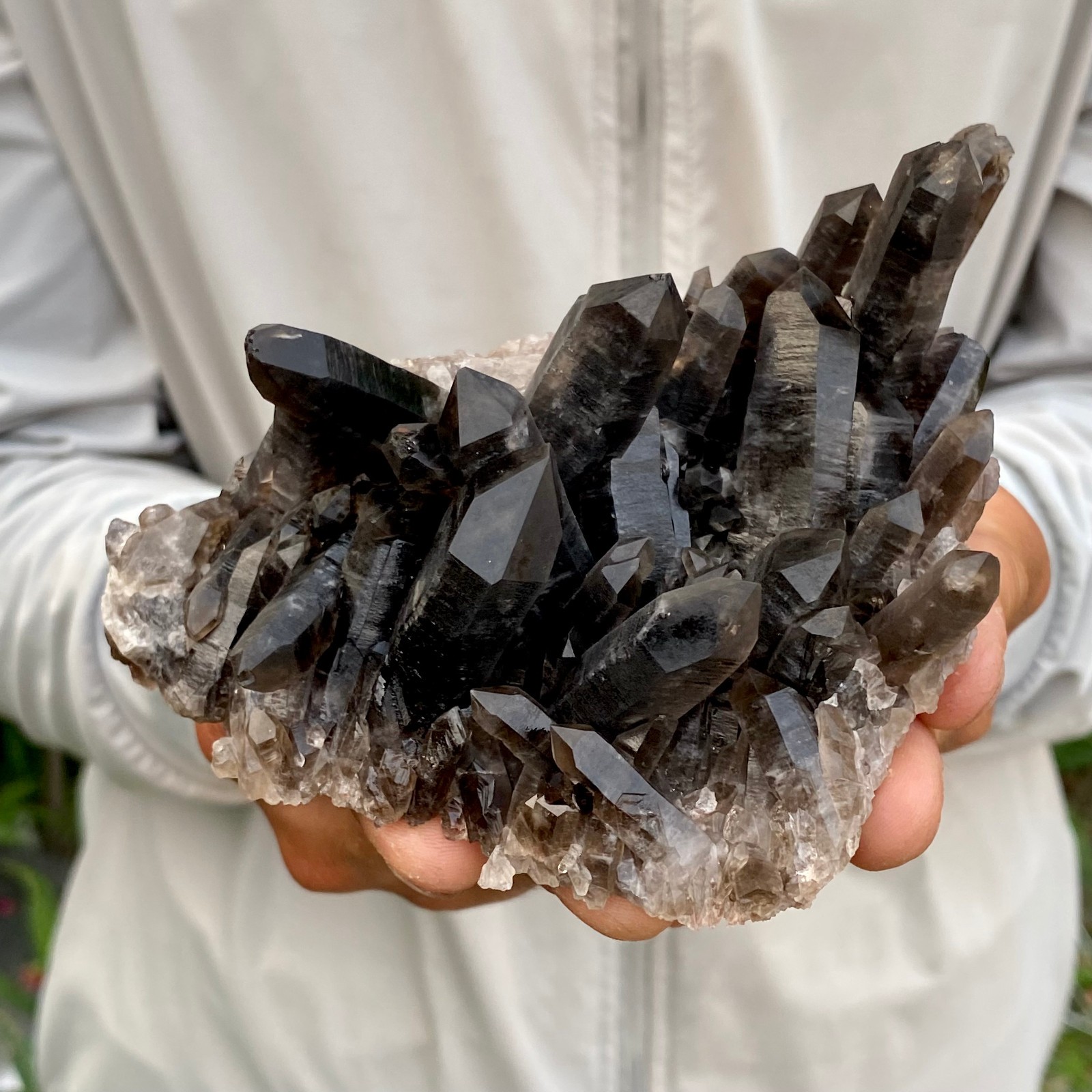 383G Natural smoky black quartz cluster crystal mineral specimen healing