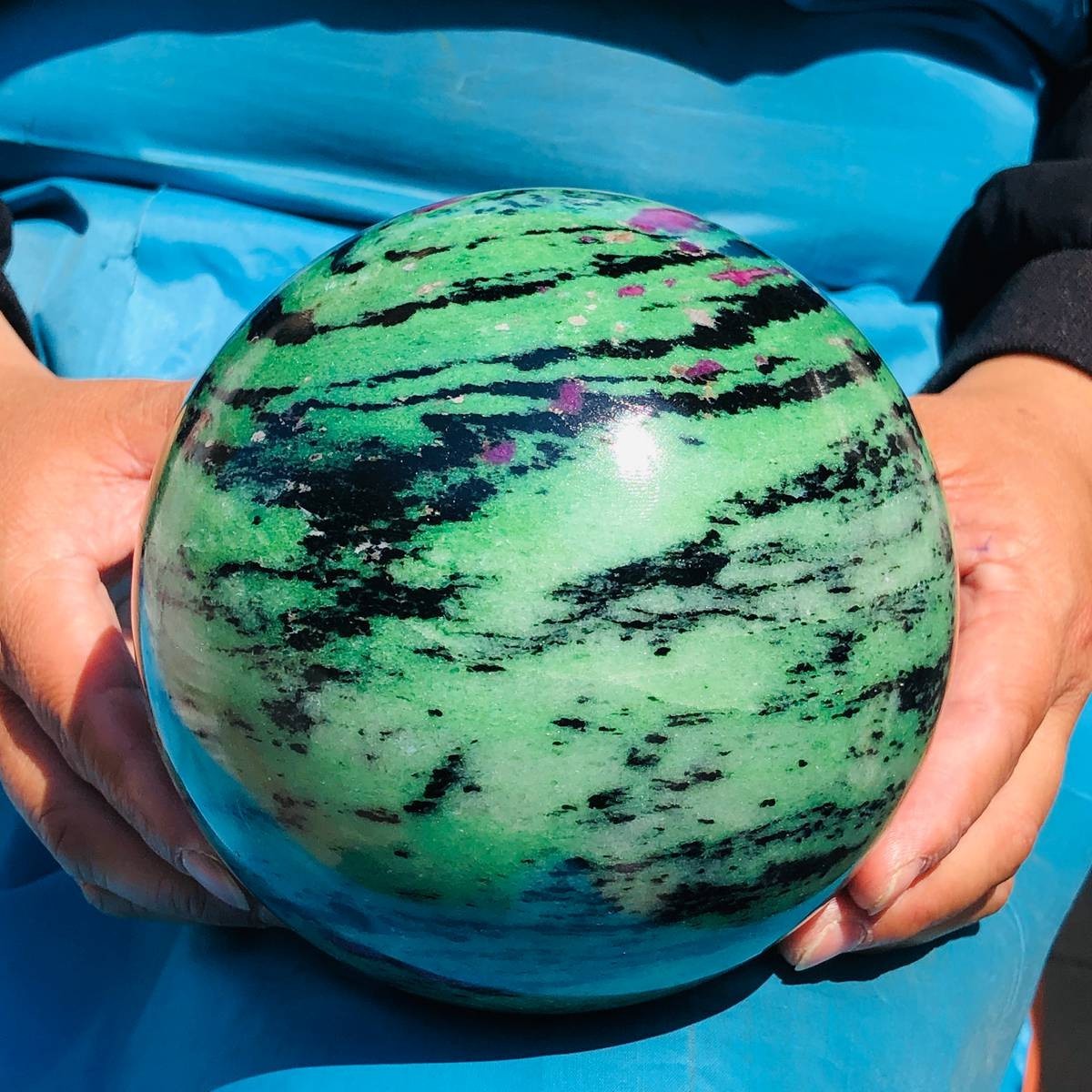 8.77 LB Large Natural Ruby Zoisite Sphere Crystal Healing Stone Specimen 5151