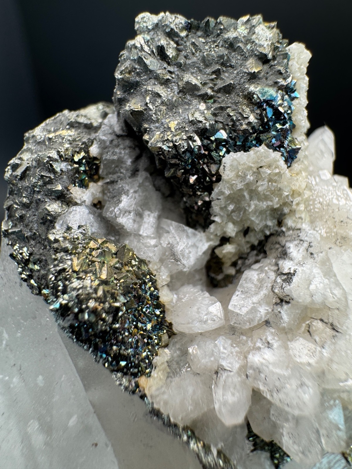 6609 High Quality Multicolor Pyrite and Calcite on Quartz Hu Bei 45g