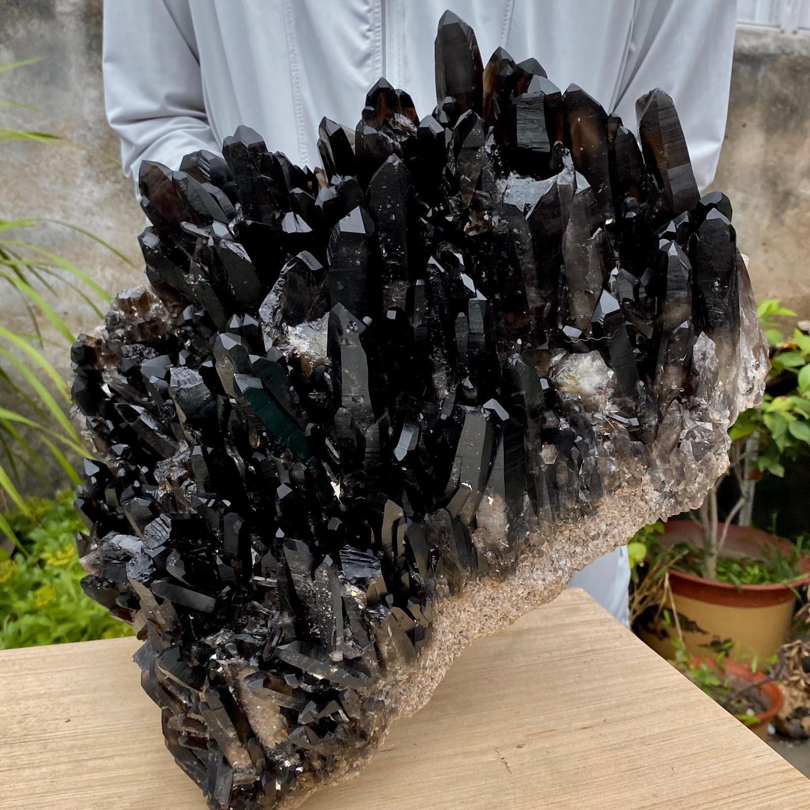 36.7LB Large Natural Smoky Black Quartz Cluster Crystal Specimen Healing
