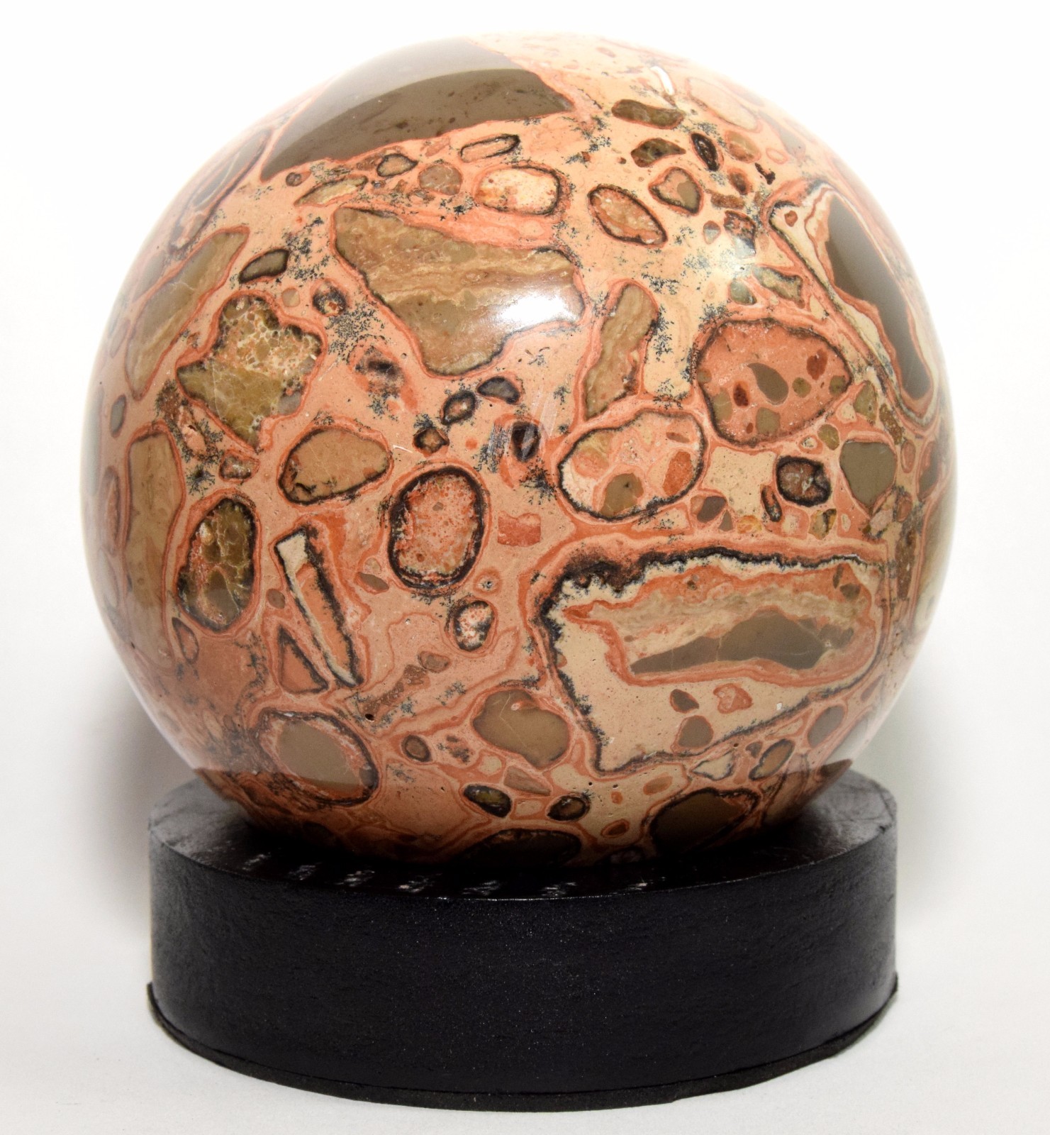 2.7″ Black Wood Round Display Stand / Pedestal for Large Spheres and Eggs