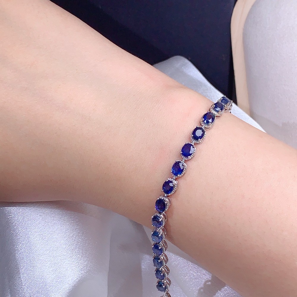 High Quality Sapphire bracelet Gemstone jewelry S925 Silver Plated18K Gold Gift