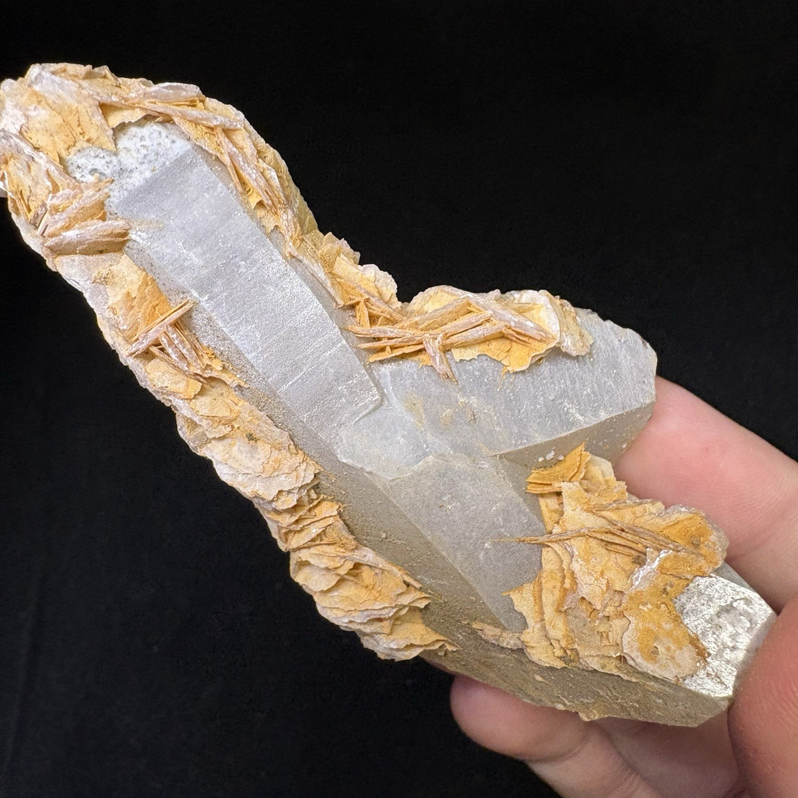Natural High-Temp Crystal Quartz w/ Calcite Reiki Energy Raw Mineral Fluorescent