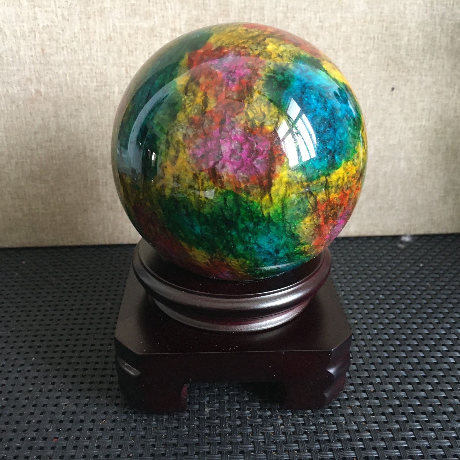 1585g “Seven Colors Jade” crystal sphere specimen -Taiwan China