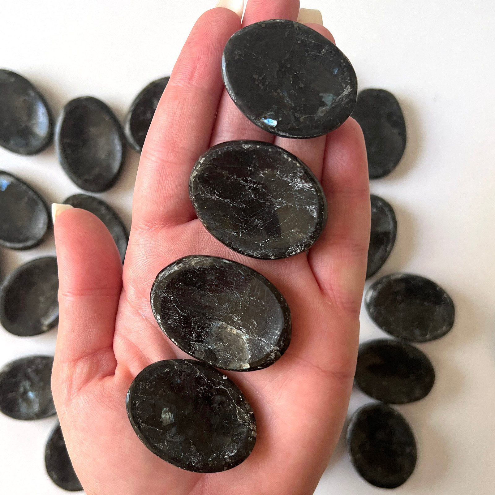 Dark Larvikite Worry Stone | Negativity Blocker | Astral Travel | Psychic Stone