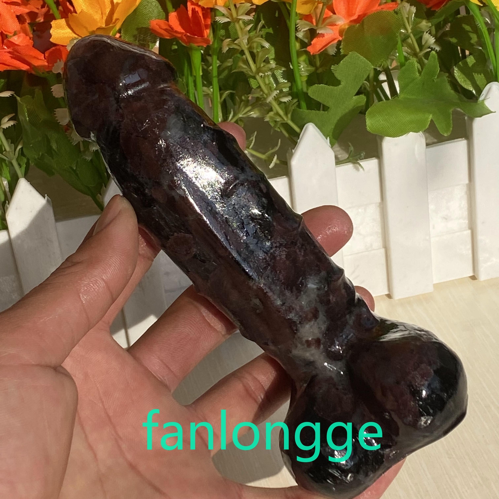 6in Wholesale Natural Garnet male penis Quartz Crystal Carved Figurines 1pc