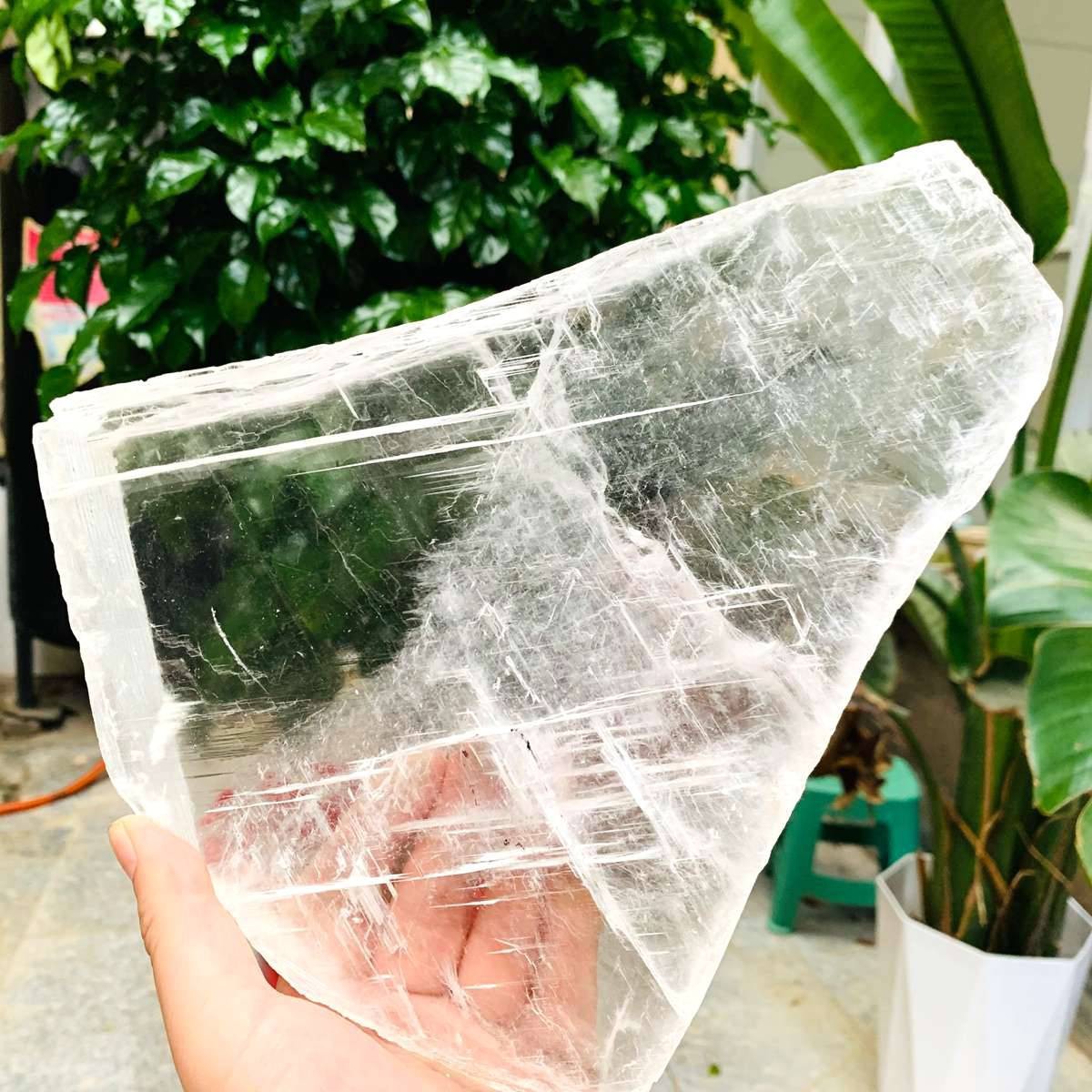 3.59LB Natural Clear Transparent Selenite Slab Gypsum Crystal Mineral Specimen