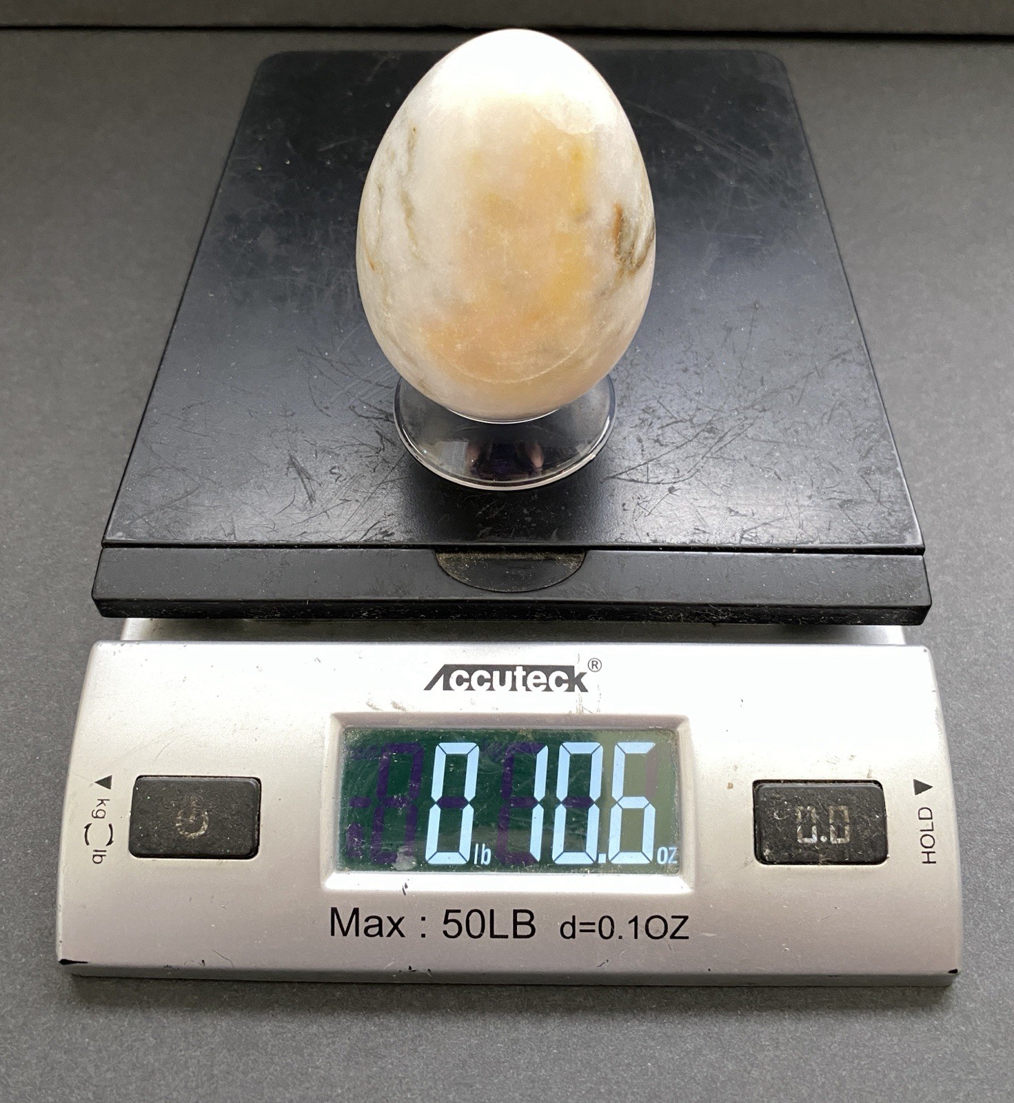 Natural Onyx Stone Egg With Stand Hand Polished Banded Agate Calcite Crystal