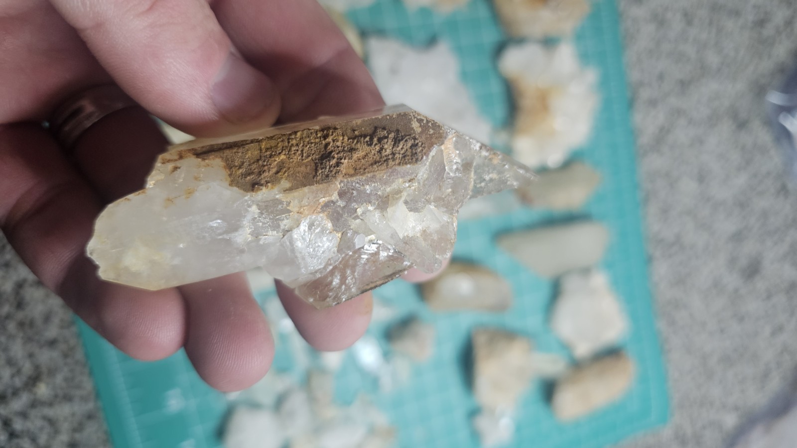 Huge Lot Of Quartz Crystal Points And Clusters. Iron Stained.