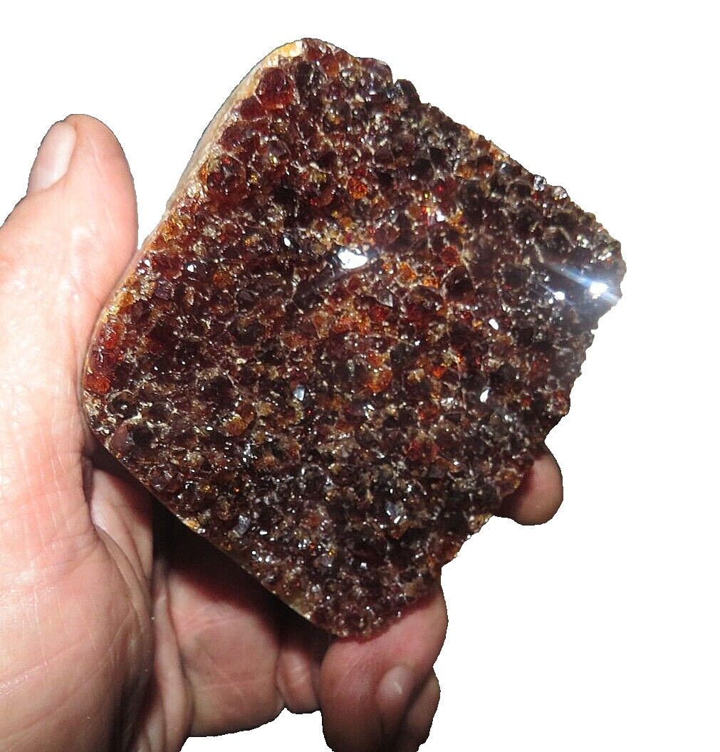 LARGE CITRINE CRYSTAL CLUSTER GEODE F/ BRAZIL CATHEDRAL STEEL STAND POLISHED