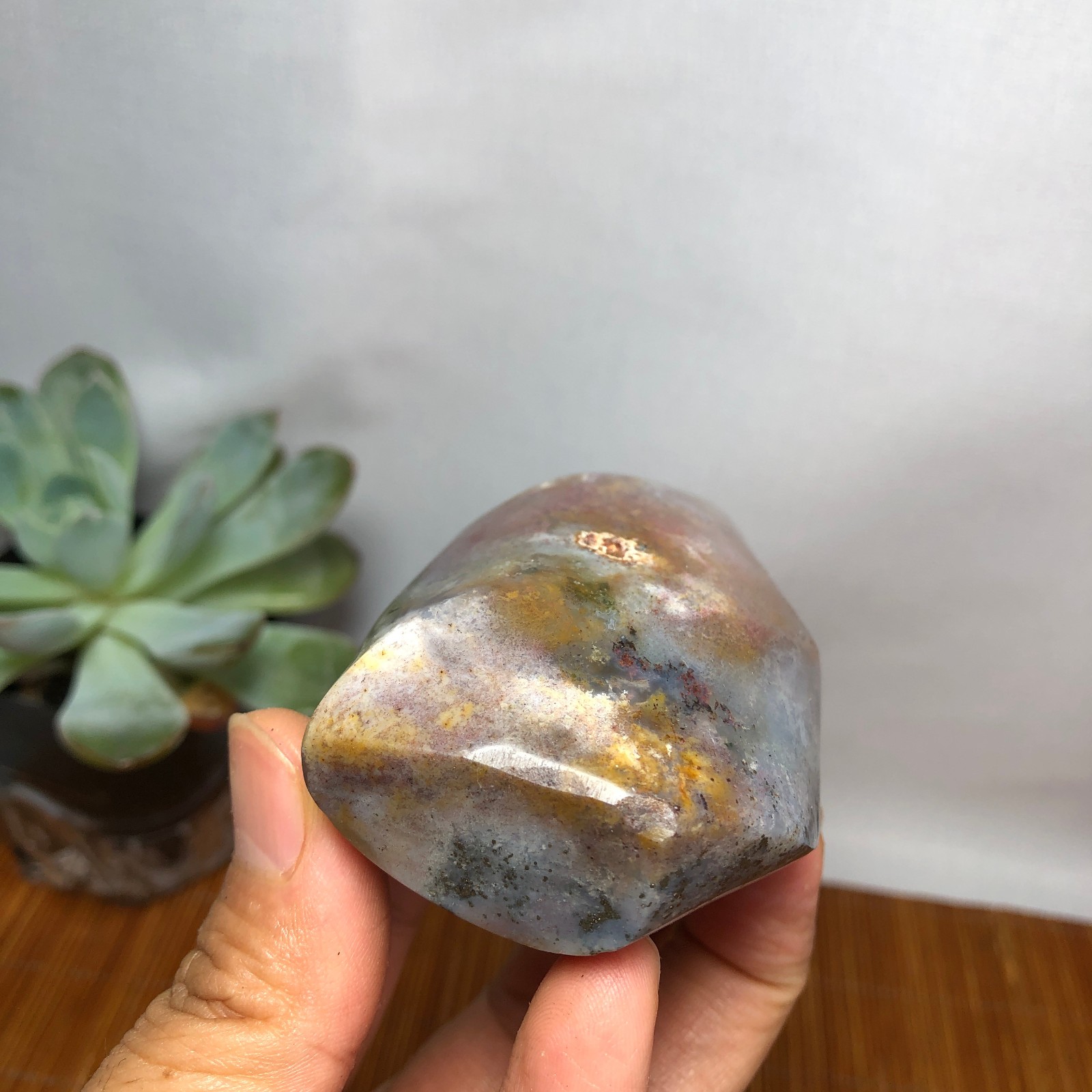Natural Ocean Jasper torch Hand carve polish/rough Crystal free standing A7186