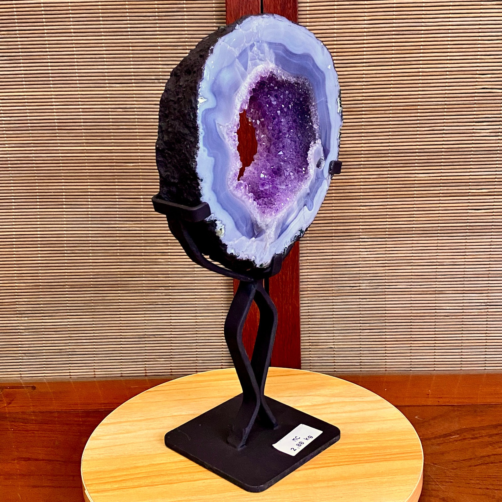 4.4LB Natural Amethyst Cave Crystal Slice Crescent shaped Hand Cut Repai