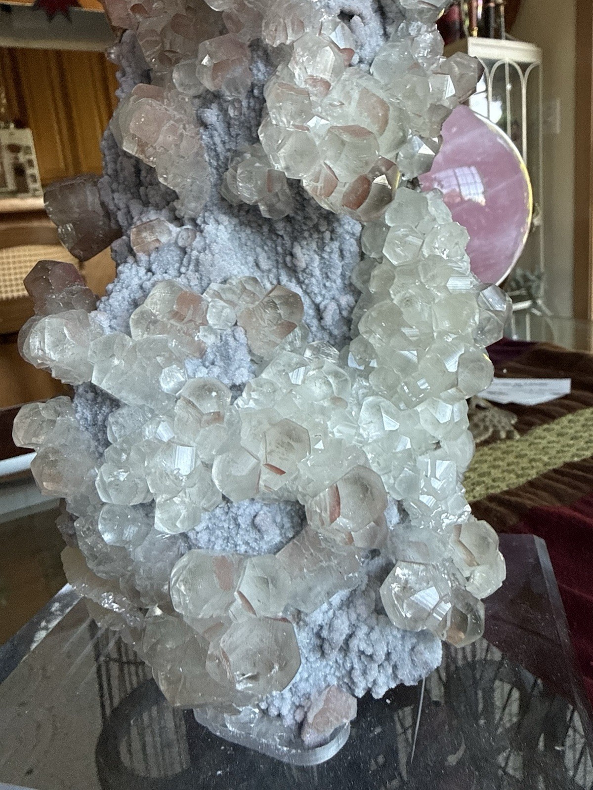 Stunning Collectors Red Benz Calcite Crystal Specimen w/Acrylic Stand 4.8lb