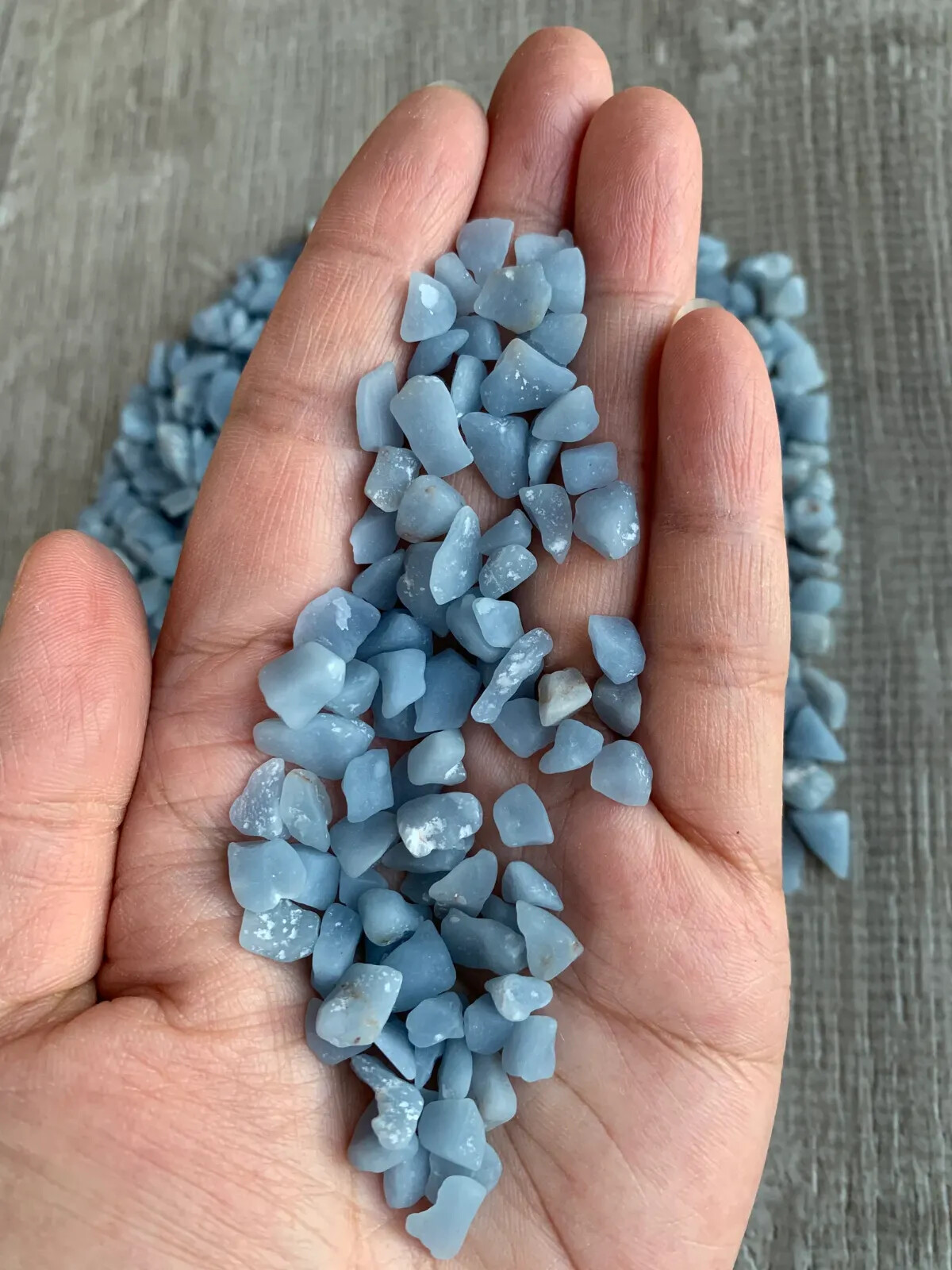 Grade A++ Angelite Semi Rough Mini Chips 4 – 8 mm, Wholesale Bulk Lot