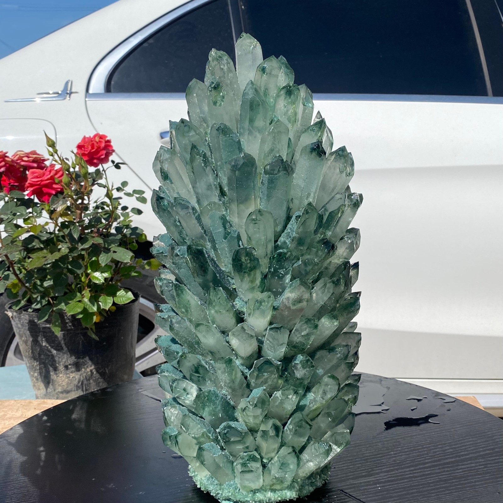 30LB Newly discovered green phantom quartz crystal cluster minerals