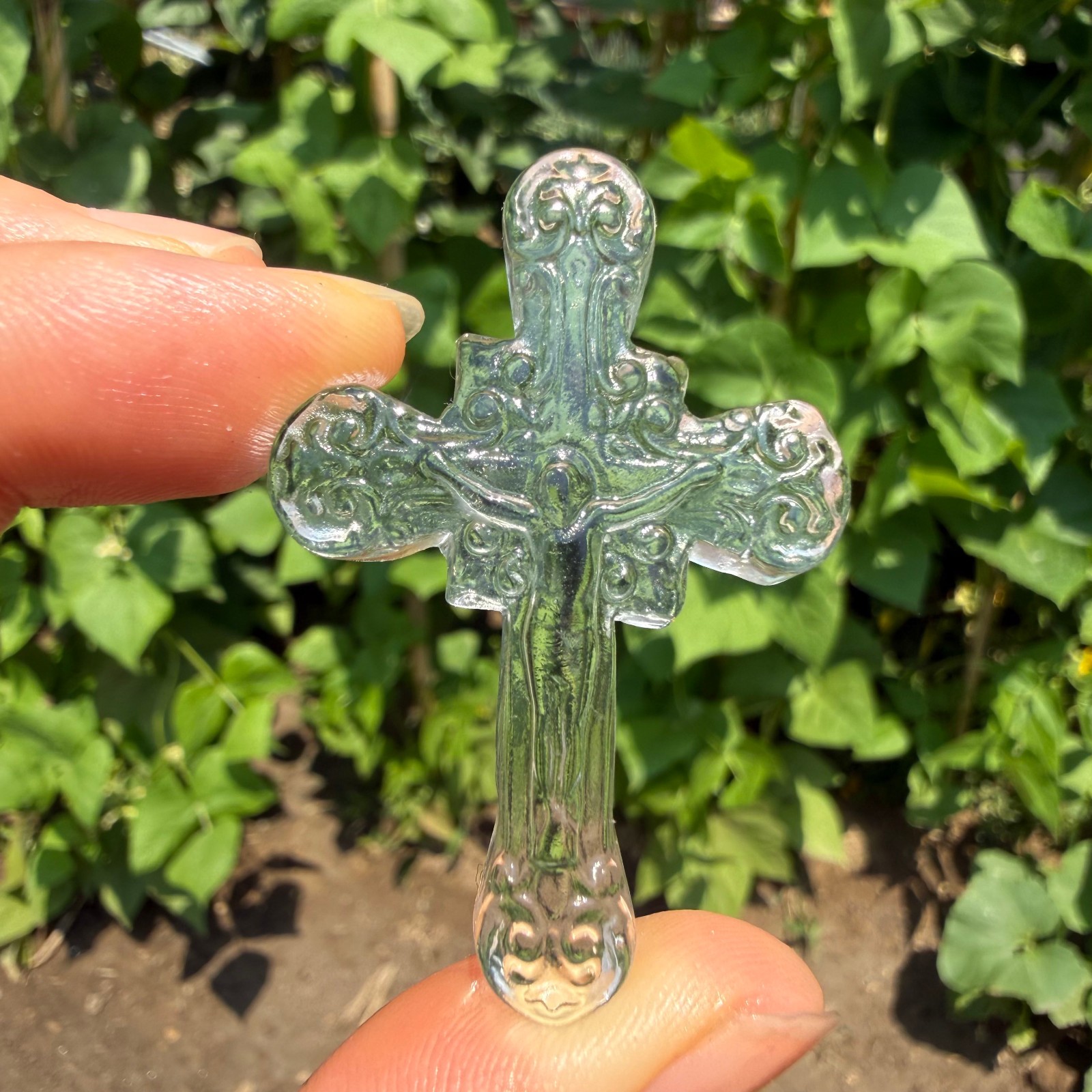 2″ Natural White crystal Quartz Crystal Cross Reiki Faith Amulet 1pc
