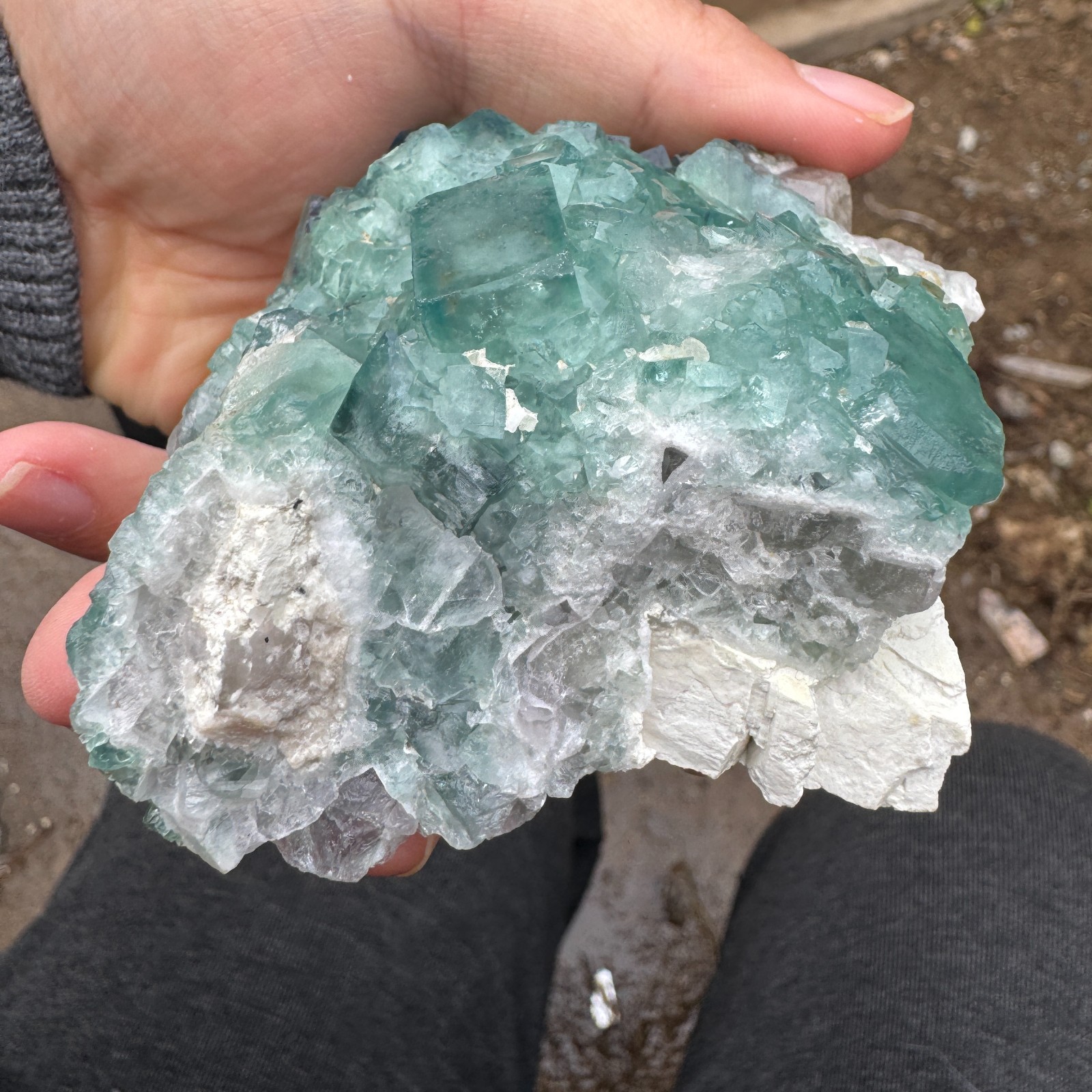 230G Natural cubic green fluorite crystal cluster rough mineral specimen Healing