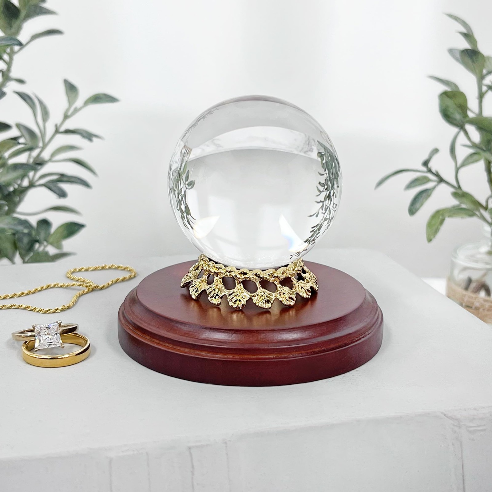 Gold-toned Egg Stand/Holder, Leaf Motif, 1.125″ Diameter