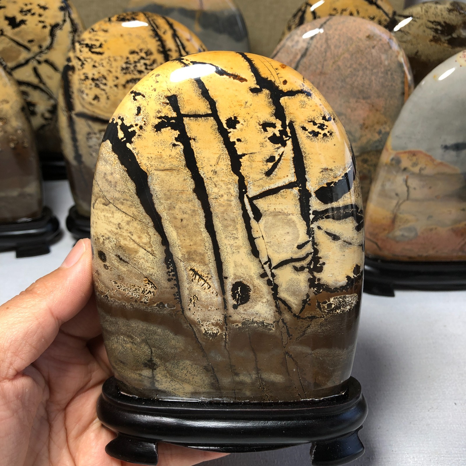 5Pcs Natural Chinese painting stone crystal ornaments for home decoration