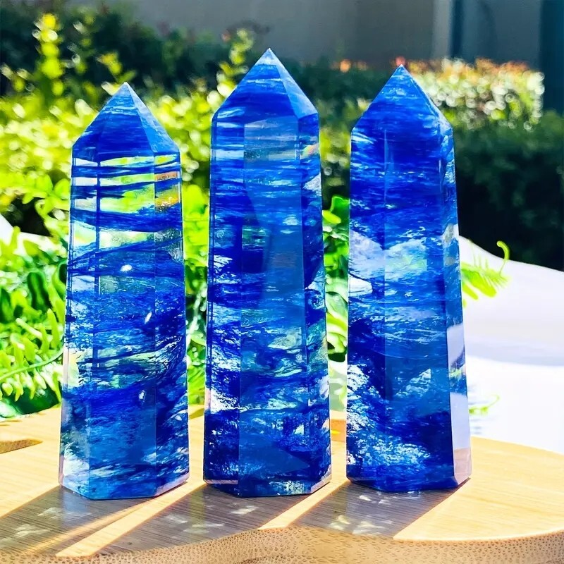 3.15″-3.54″ Natural Blueberry Quartz Crystal Tower Healing Crystal Obelisk