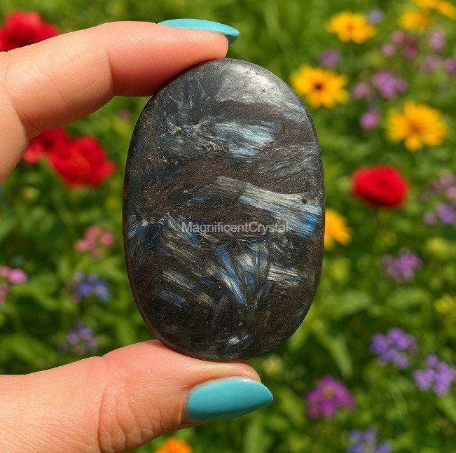 3PCS Arfvedsonite Palmstone Worry Stone Healing Crystal Meditation Reiki Gifts
