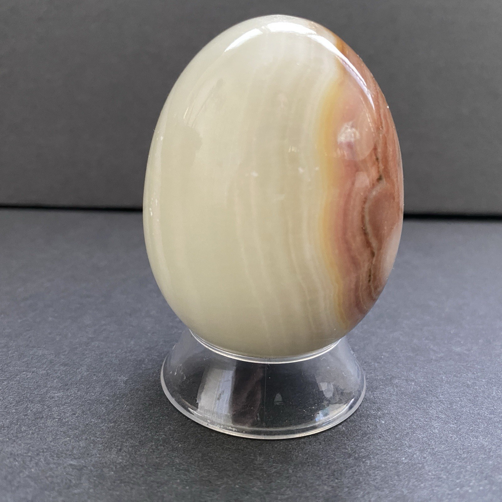 Natural Onyx Stone Egg With Stand Hand Polished Banded Agate Calcite Crystal