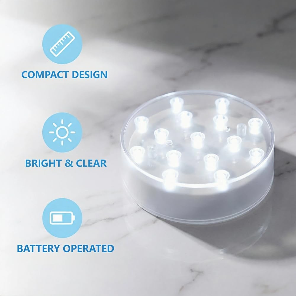 4 Inch Round LED Light Base for Glass Art & Vase Displays White