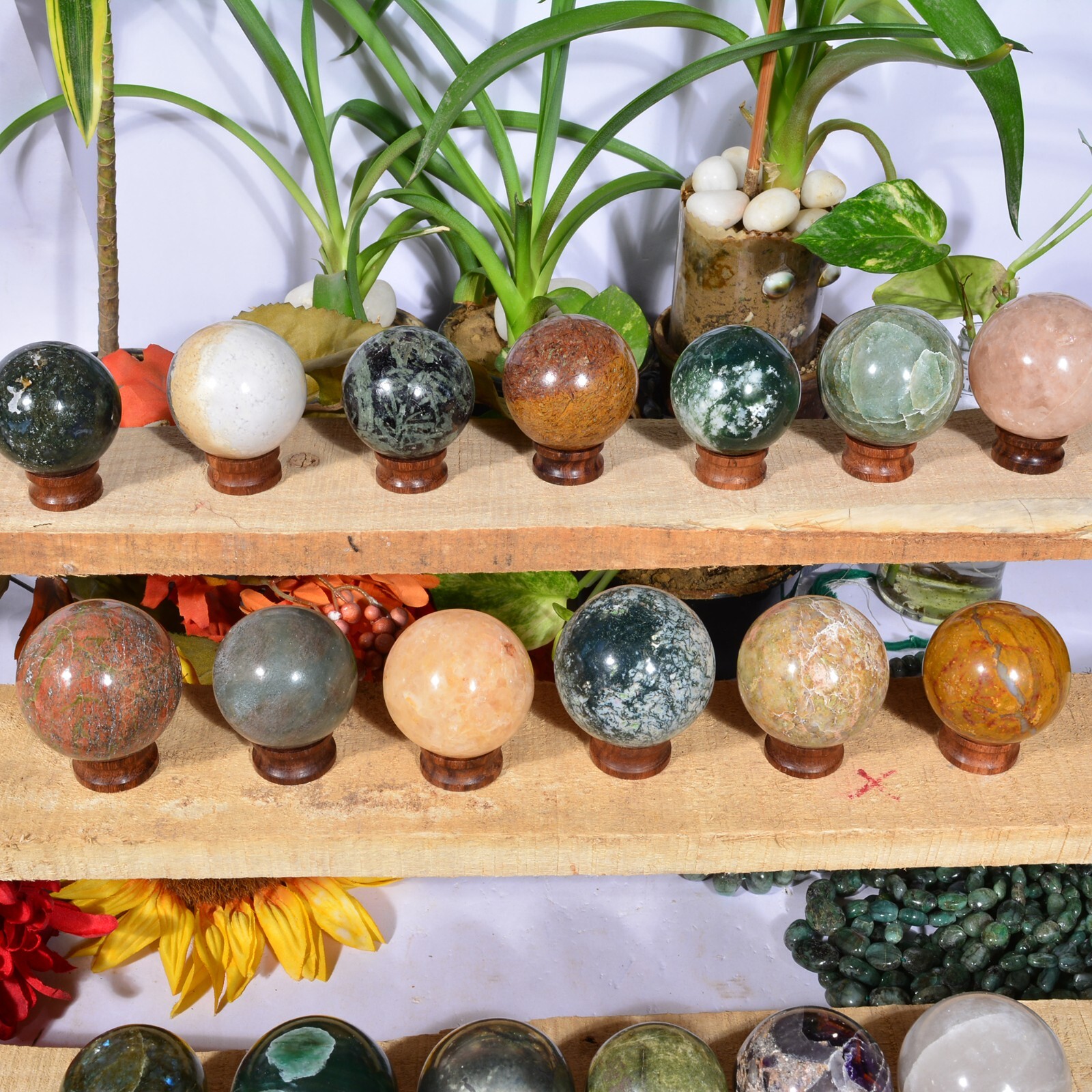 2.9 Kg/19 Pcs Natural Multi Color Huge Gems Sphere Crystal Mineral Healing