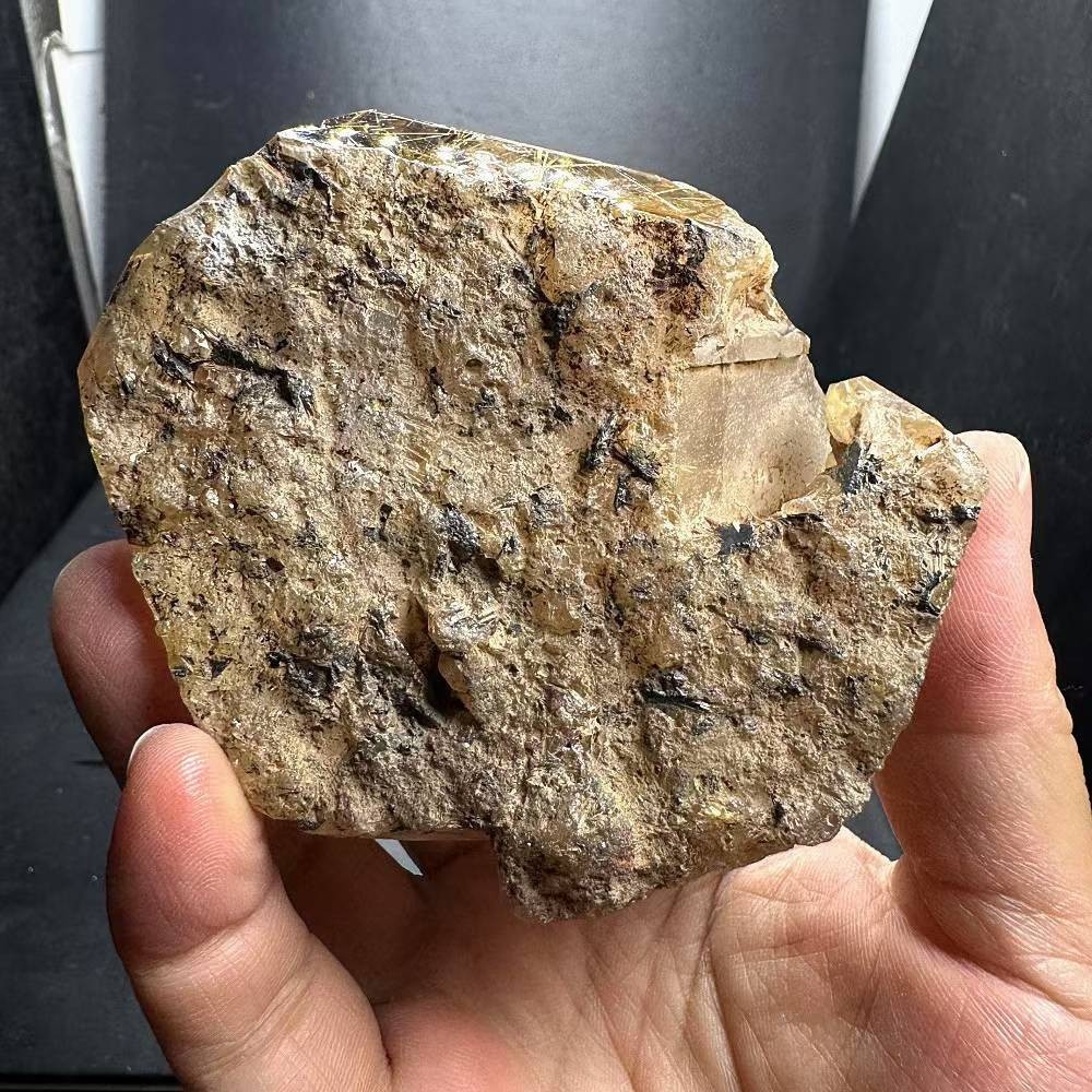 360g Natural Golden Rutilated Quartz Carved Freeform Crystal Reiki Decor