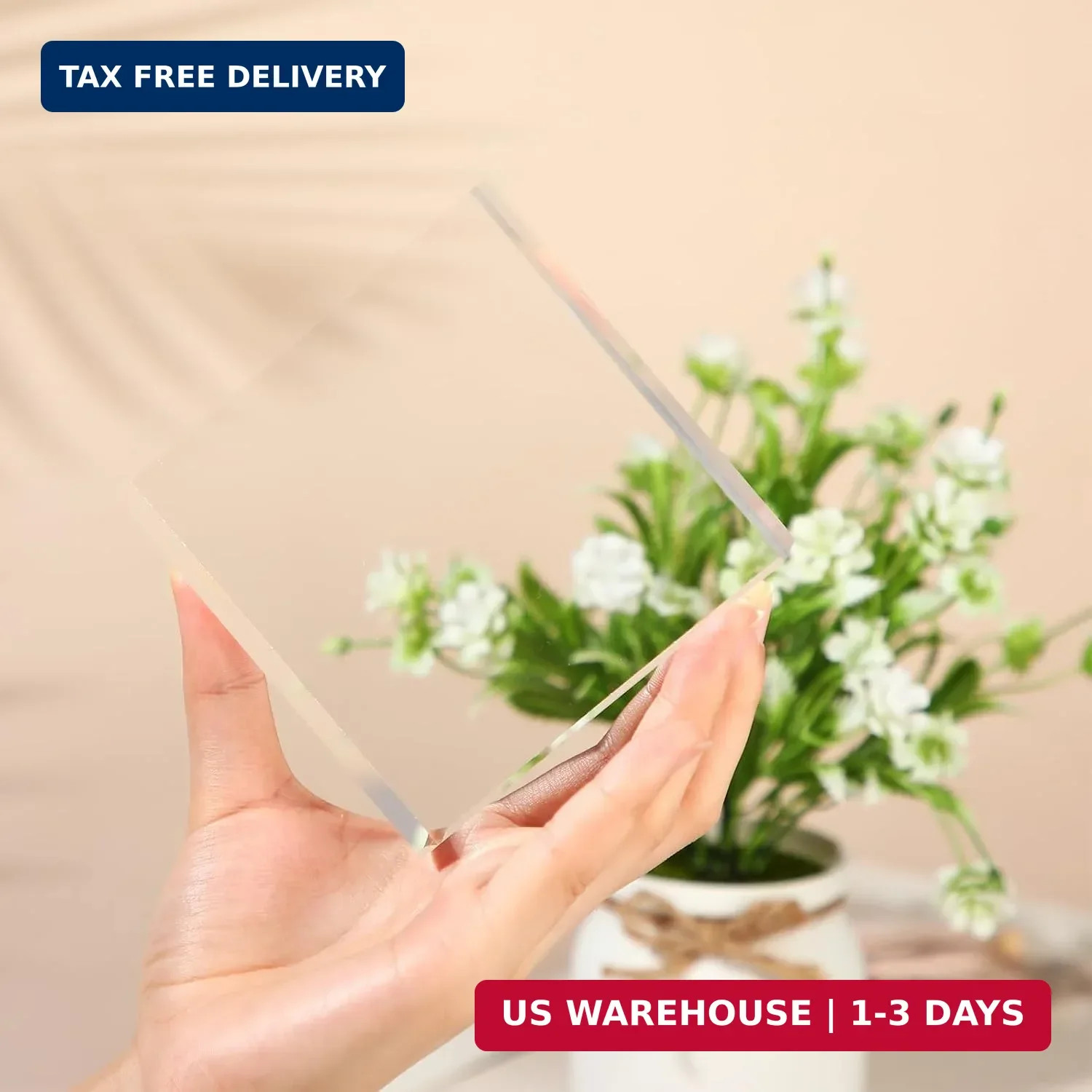 8 Pieces Acrylic Display Block 2 x 2 x 1 Inch, 4 x 4 x 1 Inch Clear Poli