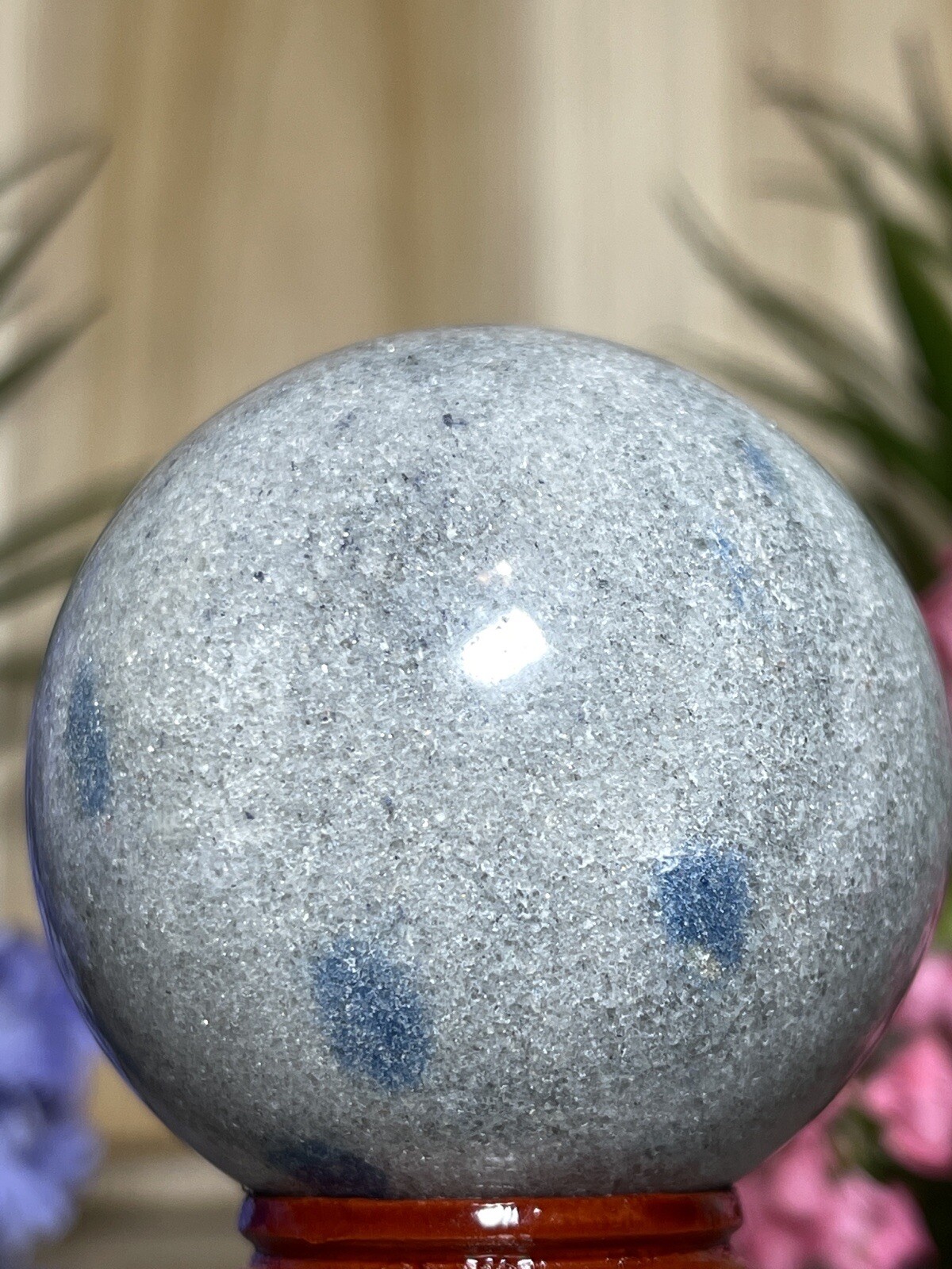 Cleavelandite Apatite SPHERE – Mineral Blue Grey Crystal Witch Stone Not K2