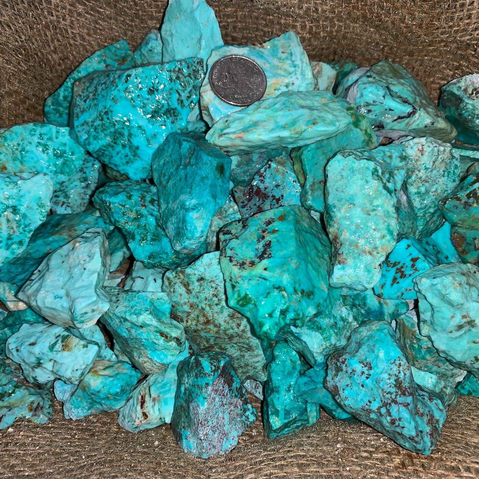 2000 Carat Lots of Natural Turquoise Rough + a Free Faceted Gemstone