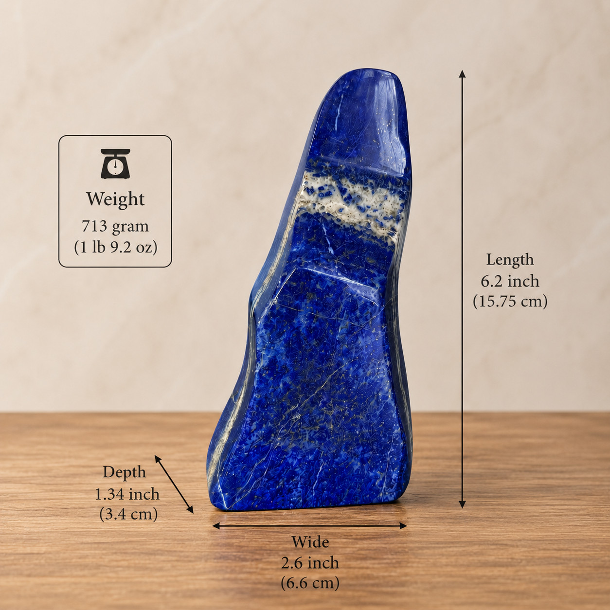 Polished Lapis Lazuli Freeform Display Stone – Afghan Blue Crystal Home Decor