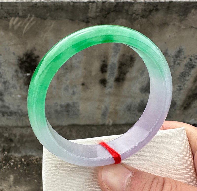 Certified Natural Grade AAA Ice Green Burmese Jade jadeite bracelet bangle 57MM
