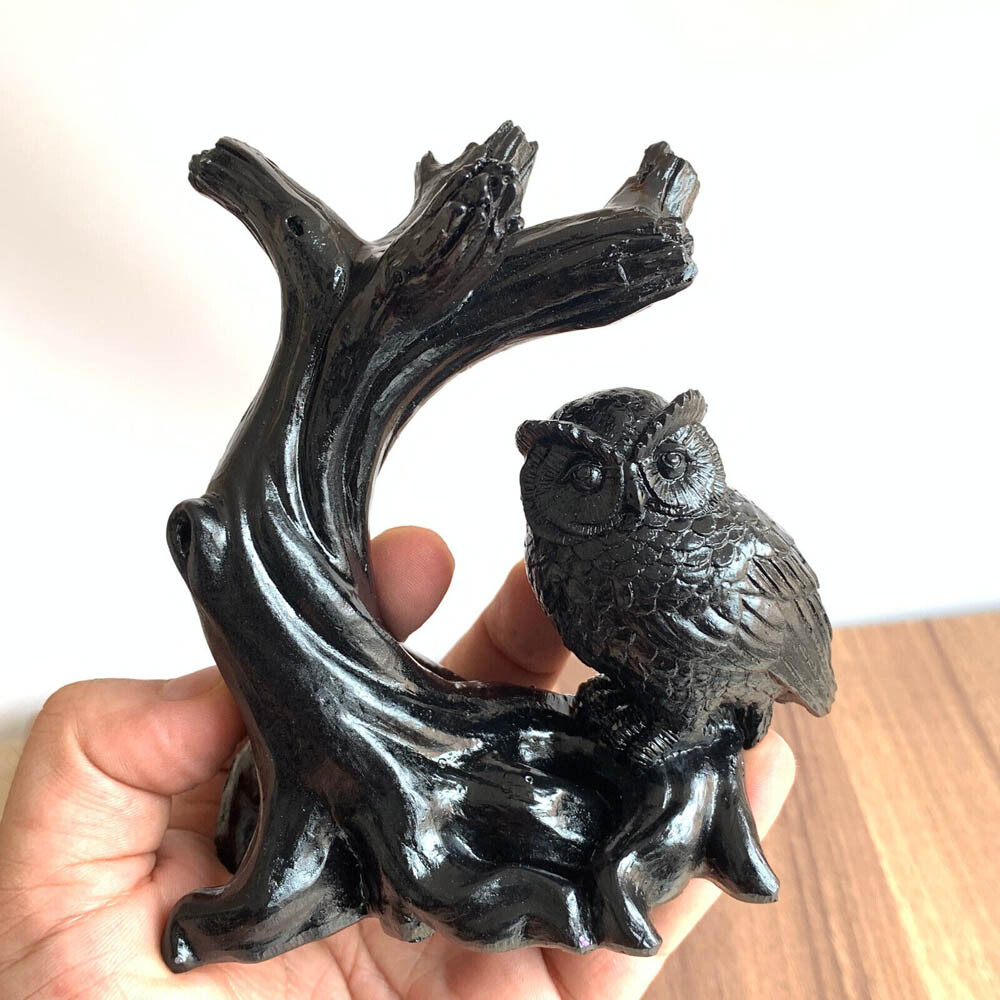 Owl Resin Sphere Holder Stand Base Natural Crystal Ball Hand Decoration Gift USA