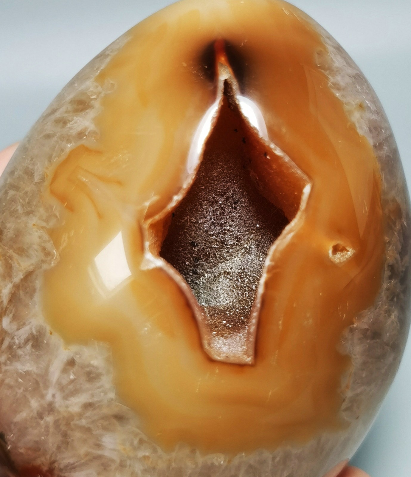 Natural BIG GEODE AGATE SPHERE EGG REIKI STONE HEALING