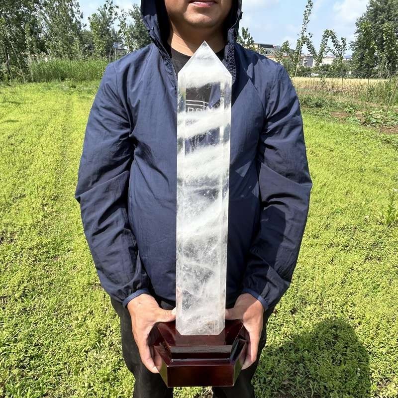 16.19LB Top Natural Clear Quartz Obelisk Crystal Tower Wand Point Reiki healing