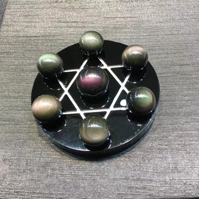 1pcs Seven Star Natural Rainbow obsidian Sphere Ball Chakra Healing+100mm stand