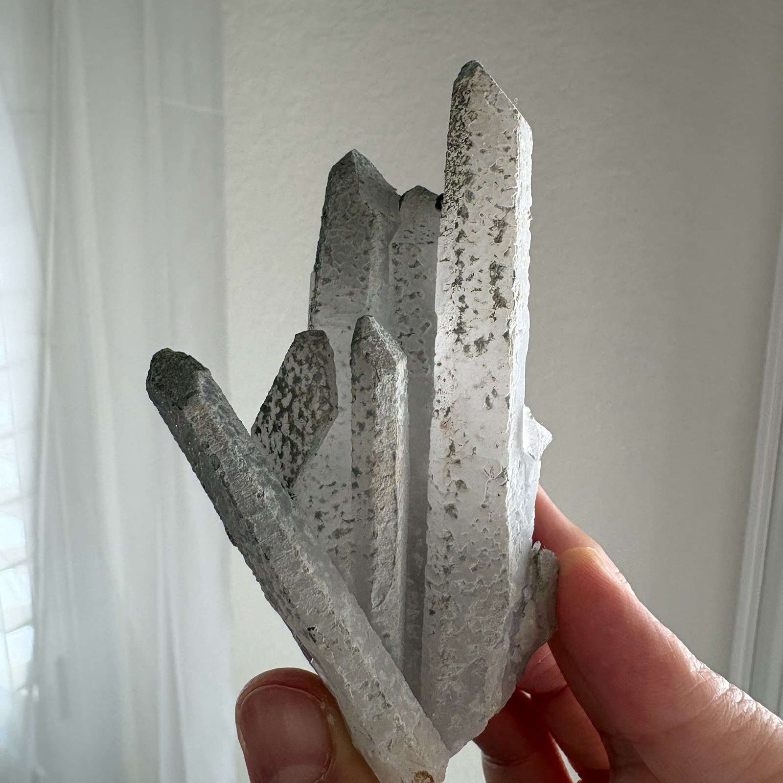 Natural Crystal High-Temp Quartz Cluster w/ Calcite Raw Mineral Fluorescent Heal