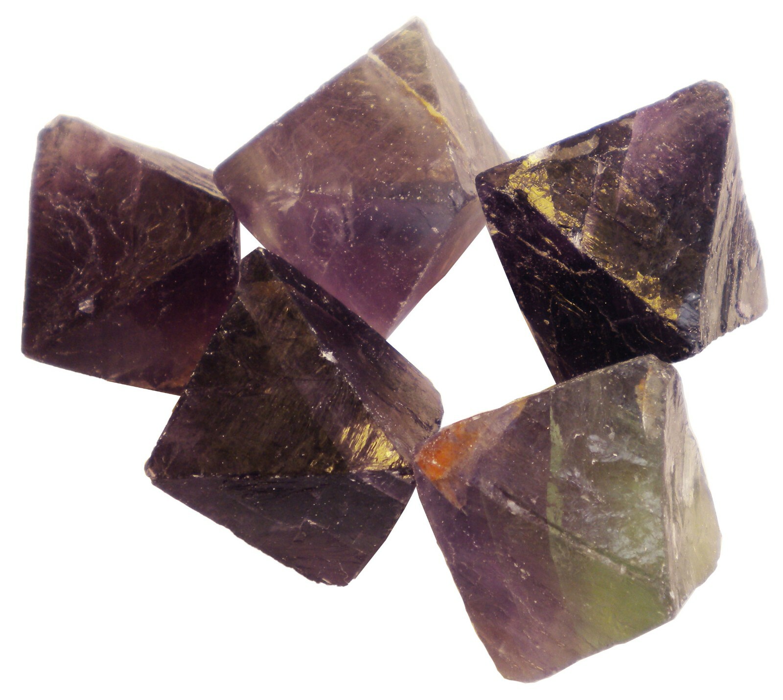 Purple Fluorite Octahedron Pieces -5pc lot-1lb-Approx. size 1.25″ to 2″ – 022