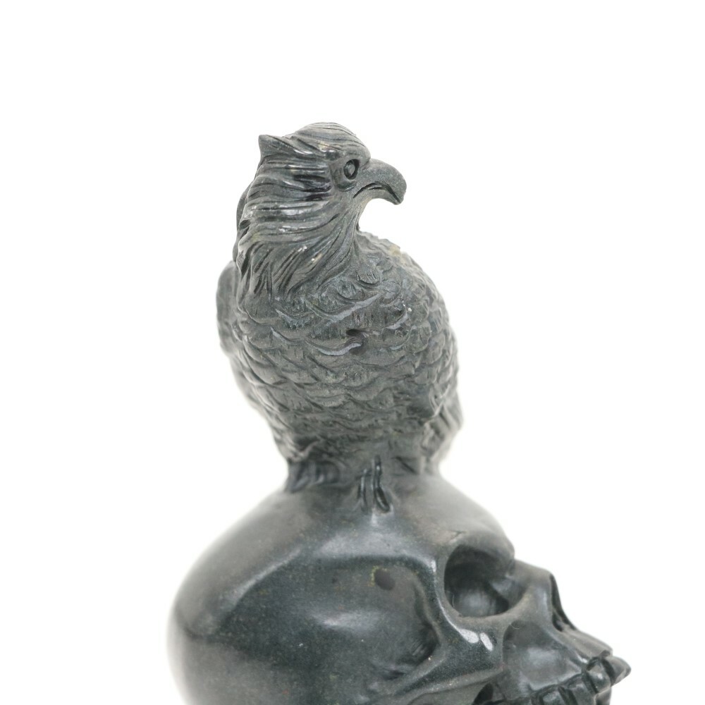 Height 3.4″ PLUM FLOWER STONE Carved Eagle Crystal Skull Crystal Healing Reality