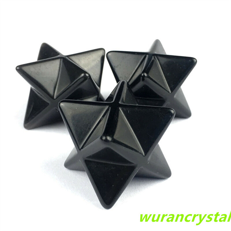 1.5″ Natural Obsidian Merkaba Star Geometry Chakra Quartz Crystal Healing 1PC
