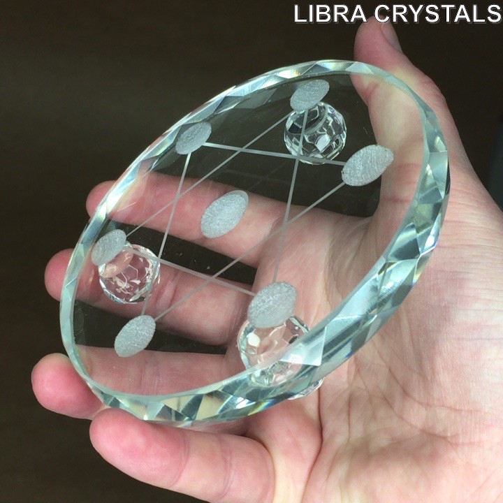 Faceted Glass Sacred Geometry Disc Metatron’s Cube Crystal 4″