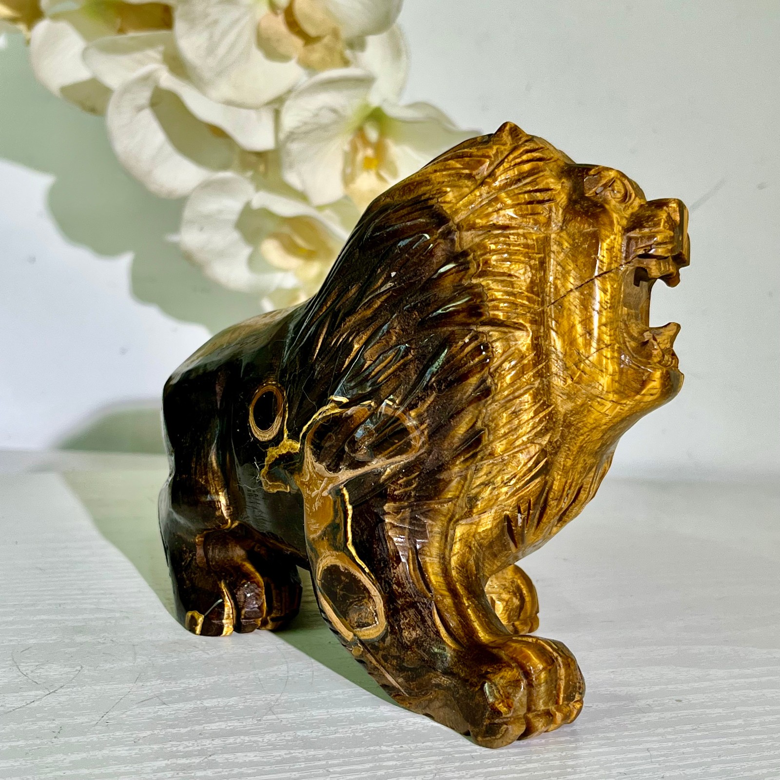 4.12LB Natural tiger eye stone products, handmade carved and polished spiritual