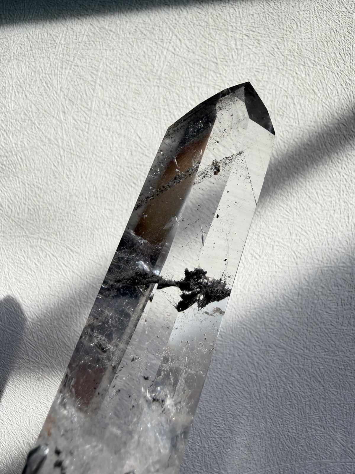 Brazil Lemurian Quartz with Black Scenic Inclusions | Semi-Polished High Clarity