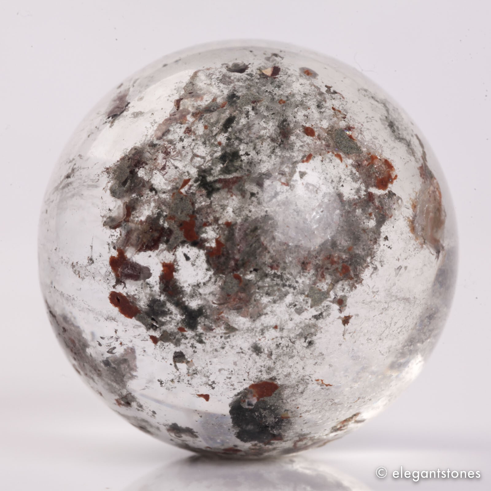 64g36mm Natural Garden/Phantom/Ghost/Lodolite Quartz Crystal Sphere Healing Ball