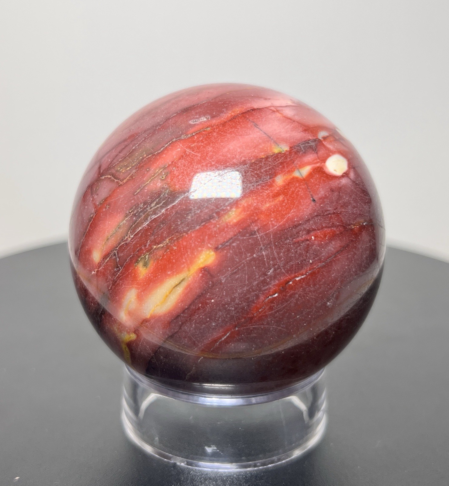 Mookaite 3 Piece Set – 2 Towers & Sphere (65mm) w/holder -see description & pics
