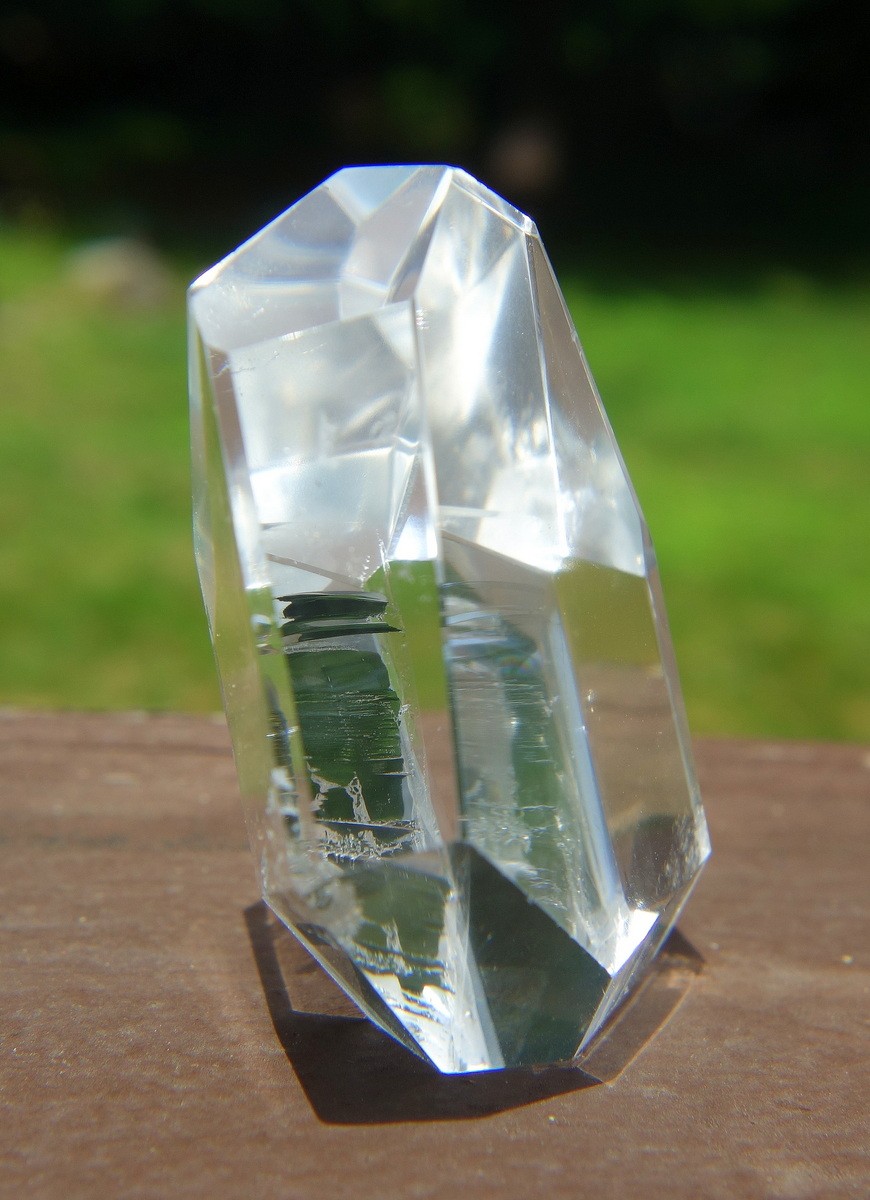 Polished Lemurian Quartz Free Form Crystal with Rainbow