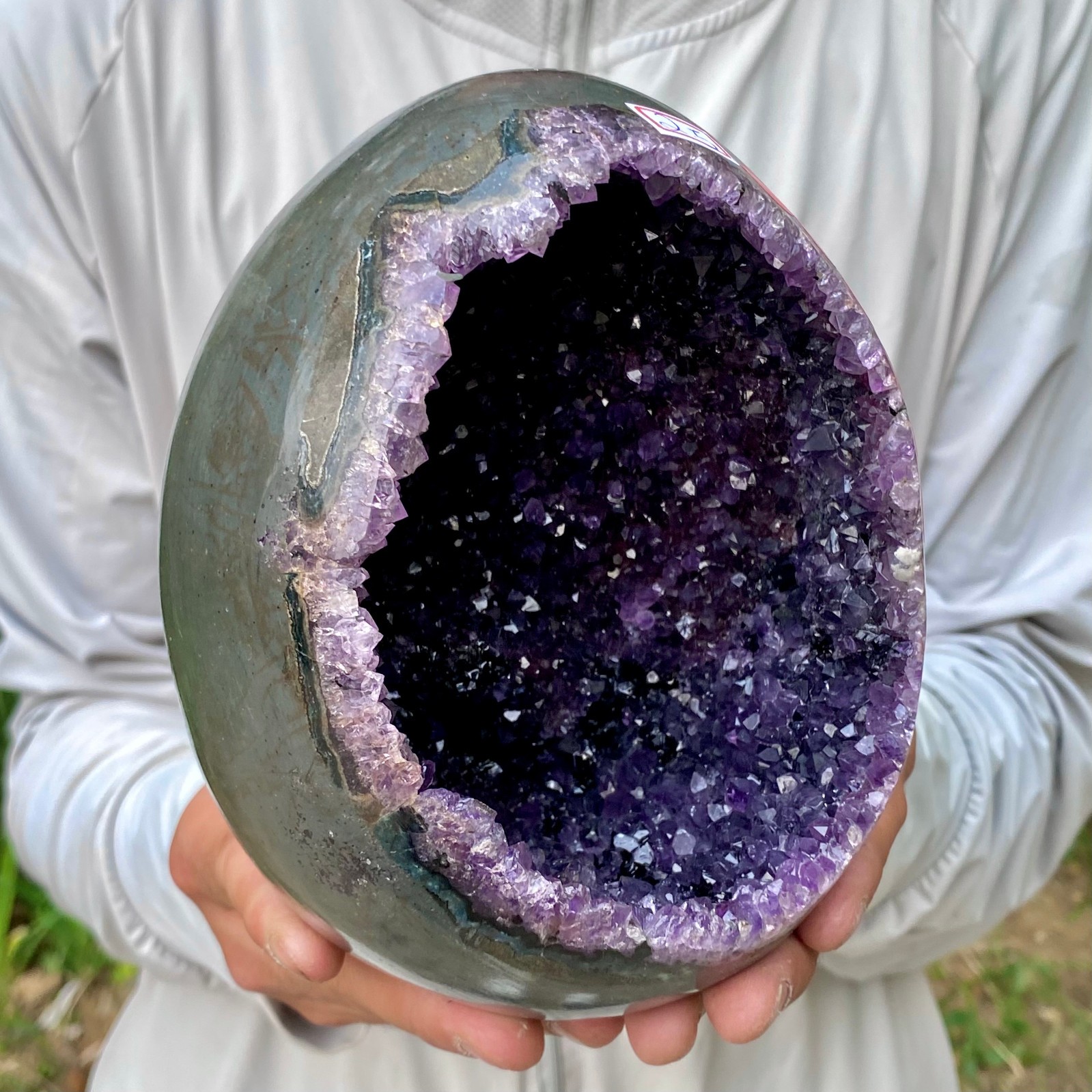 5.48LB High quality Natural Amethyst geode quartz crystal Dinosaur egg healing